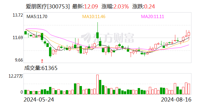 爱朋医疗：2024年半年度归属于上市公司股东的净利润同比增长221.31%